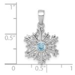 Sterling Silver Rhodium-plated Polished Blue CZ Snowflake Pendant - Image 3