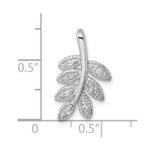 Sterling Silver Rhodium-plated Polished CZ Leaf Chain Slide Pendant - Image 4
