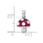 Sterling Silver Rhodium-plated Polished Red and White Enameled Mushroom Pendant - Image 4