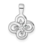Sterling Silver Rhodium-plated Polished Fancy Flower CZ Pendant