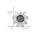 Sterling Silver Rhodium-plated Antiqued Sunflower Chain Slide Pendant - Image 4