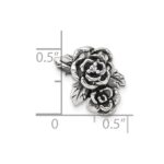 Sterling Silver Antiqued Polished CZ Flowers Chain Slide Pendant - Image 4