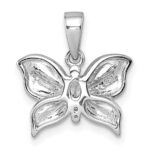 Sterling Silver Rhodium-plated Polished White CZ Butterfly Pendant - Image 3