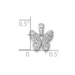 Sterling Silver Rhodium-plated Polished CZ Butterfly Pendant - Image 4