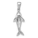 Sterling Silver Rhodium-plated Polished Shark Pendant - Image 3