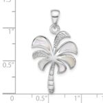 Sterling Silver Rhodium-plated Polished Mother of Pearl Palm Tree Pendant - Image 4