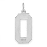 Sterling Silver Rhodium-plated Large Diamond-cut #0 Charm - Image 4