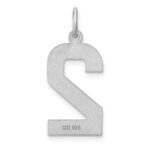Sterling Silver Rhodium-plated Large Diamond-cut #2 Charm - Image 4