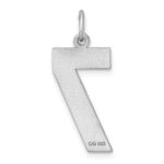 Sterling Silver Rhodium-plated Large Diamond-cut #7 Charm - Image 4