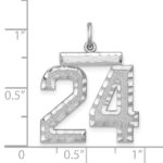 Sterling Silver Rhodium-plated Large #24 Charm - Image 2