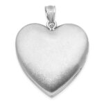 Sterling Silver Rhodium-plated Satin Diamond Wings 24mm Heart Locket - Image 4