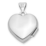 Sterling Silver Rhodium-plated Double Hearts 15mm Heart Locket - Image 4