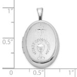 Sterling Silver Rhodium-plated D/C First Communion 19x15mm Oval Locket - Image 3