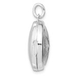 Sterling Silver Rhodium-plated CZ Compass 20mm Round Locket - Image 2
