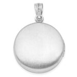 Sterling Silver Rhodium-plated Fleur de Lis 20mm Round Locket - Image 4