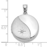 Sterling Silver Rhodium-plated Diamond 20mm Round Locket - Image 3