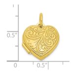 Sterling Silver Gold-tone Polished Filigree Design Heart Locket - Image 3