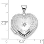 SS Rhod-plated Polished Diamond 18mm Always My Mom Heart Locket - Image 5