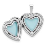 Sterling Silver RH-plated Polished / Satin Epoxy 16mm Floral Heart Locket - Image 4