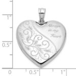 Sterling Silver Rh-plated Filigree Always In My Heart 24mm Heart Locket - Image 5