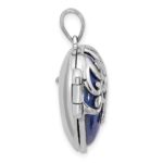 Sterling Silver Rhodium-plated Lapis Lazuli Heart 23mm Locket Pendant - Image 2
