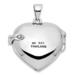 Sterling Silver Rhodium-plated Lapis Lazuli Heart 23mm Locket Pendant - Image 3