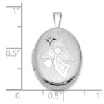 Sterling Silver Rhodium-plated Diamond 19mm Angel Oval Locket - Image 5