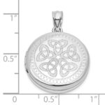 Sterling Silver Rhodium-plated Celtic Knots 20mm Round Locket - Image 5