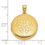 Sterling Silver Gold-plated Polished Front/Brushed Back Celtic Trinity 20mm Round Locket - Image 5