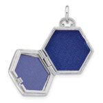 Sterling Silver Rhodium-plated Polished CZ Star 16mm Hexagon Locket - Image 4