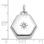 Sterling Silver Rhodium-plated Polished CZ Star 16mm Hexagon Locket - Image 5