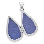 Sterling Silver Rhodium-pltd Polished 21x13mm Teardrop Shaped Locket - Image 4