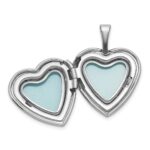 Sterling Silver Rhodium-plated Polished Front/Brushed Back Diamond-cut Twin Hearts 16mm Heart Locket - Image 4