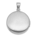 Sterling Silver Rhodium-plated Polished Front/Brushed Back Multi-Heart 20mm Round Locket - Image 3
