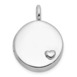 Sterling Silver Rhodium-plated Polished Heart On 10mm Round Locket