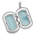 Sterling Silver Rhodium-plated Polished Front/Brushed Back Fleur De Lis 20mm Rectangle Locket - Image 4