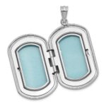 Sterling Silver Rhodium-plated Polished Front/Brushed Back Two Hearts 20mm Rectangle Locket - Image 4