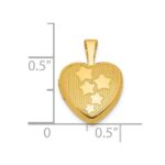 Sterling Silver Gold-plated Polished Front/Brushed Back Stars 12mm Heart Locket - Image 5