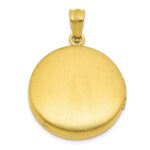 Sterling Silver Gold-plated Polished Front/Brushed Back Paw Print 20mm Round Locket - Image 3