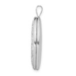 Sterling Silver Rhodium-plated 26mm Leaf Border Oval Locket - Image 2