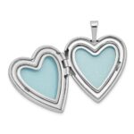 Sterling Silver Rhodium-plated Diamond Star Satin/Polished Heart Locket - Image 5