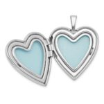Sterling Silver Rhodium-plated 20mm Swirl & Polished Heart Locket - Image 5