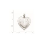 Sterling Silver Rhodium-plated 24mm D/C Cross Heart Locket - Image 4