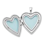 Sterling Silver Rhod-plated 20mm Satin/Polished D/C Butterfly Heart Locket - Image 5