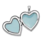 Sterling Silver Rhodium-plated 24mm Scrolled Heart Family Locket - Image 2