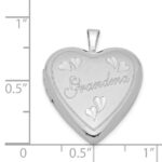 Sterling Silver Rhodium-plated 20mm D/C Grandma Heart Locket - Image 4