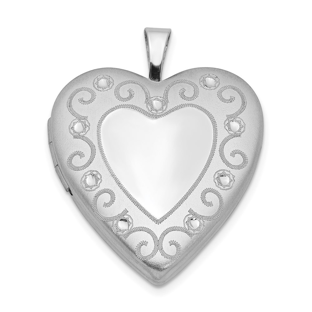 QLS427.jpg Sterling Silver Rhodium-plated 20mm D/C Heart Locket - Image 1