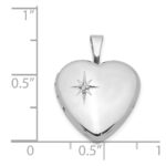Sterling Silver Rhodium-plated Polished Diamond Star 16mm Heart Locket - Image 4