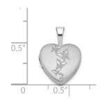 Sterling Silver Rhodium-plated Butterflies 12mm Heart Locket - Image 4