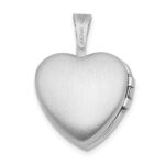 Sterling Silver Rhodium-plated Floral Heart Wings 12mm Heart Locket - Image 3